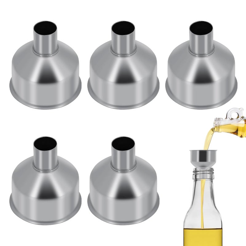 eispap 5Pcs Stainless Steel Small Funnel for Flask Small Funnels for Drinking Liquor Flask,Oil Bottle,Perfume Bottle,Amber Bottle, Spices Liquids Universal Mini Funnel Fit for 2/3" Spout (5) - Image 1